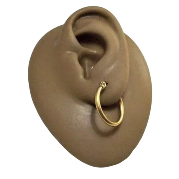 3/4 Inch 20mm Tube Hoop Pierced Post Earrings Gold Tone - Picture 4 of 5